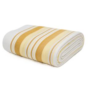 FLANNEL BLANKET, MUSTARD/BROWN STRIPES - 72