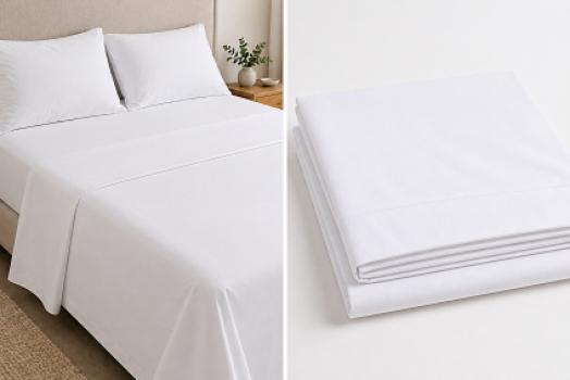 FLAT BED SHEET - WHITE - DOUBLE - 81