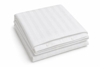 DUVET COVER, DOUBLE - T-250, WHITE WITH SATIN STRIPES