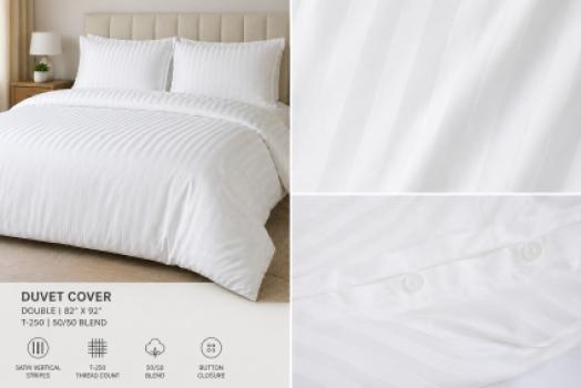 DUVET COVER - WHITE W/ SATIN STRIPES - TWIN - 68